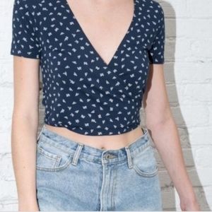 Brandy melville wrap top blue floral